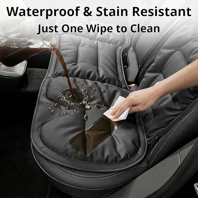 Skin-Friendly & Dirt-Repellent Leather Seat Cushions, 2026 Car Seat Cushion for Driving, 1.57" Thick Comfort Seat Protector, Universal Non-Slip Memory Foam Pad for Car (Orange, Front Seat Cushion)