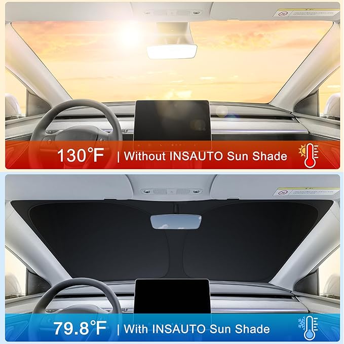 INSAUTO Custom Fit Windshield Sun Shade Accessories for Porsche Cayenne 2019–2026, Foldable Front Window Sunshade, UV & Heat Reflector, Keeps Interior Cool, Includes Storage Bag