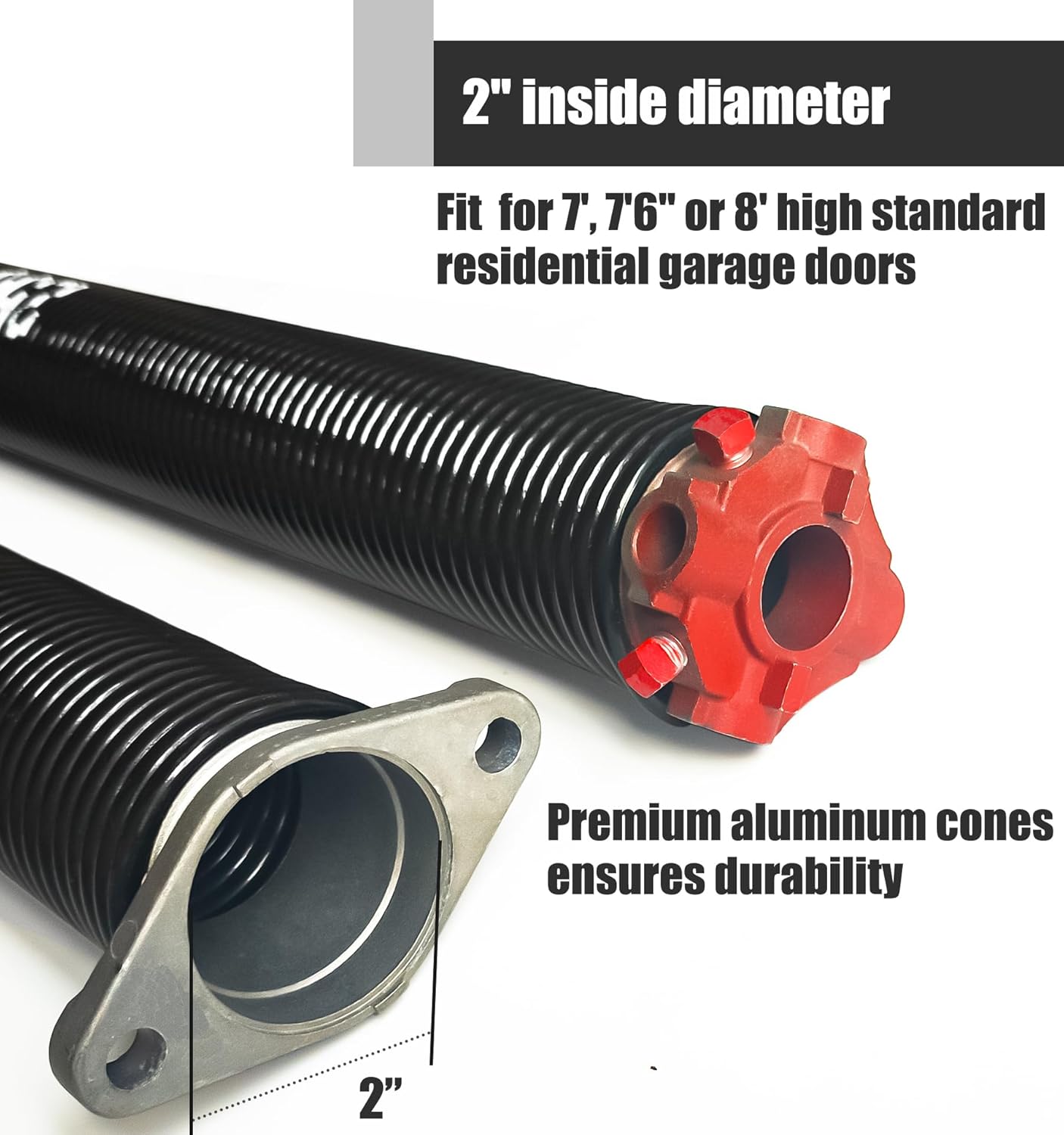 Garage Door Torsion Spring Set, Pair of 2" Electrophoresis Coated Garage Door Spring Replacement with 2 Non-Slip Winding Bars and Bearing, Minimum 16000 Cycles (.250x2x29")