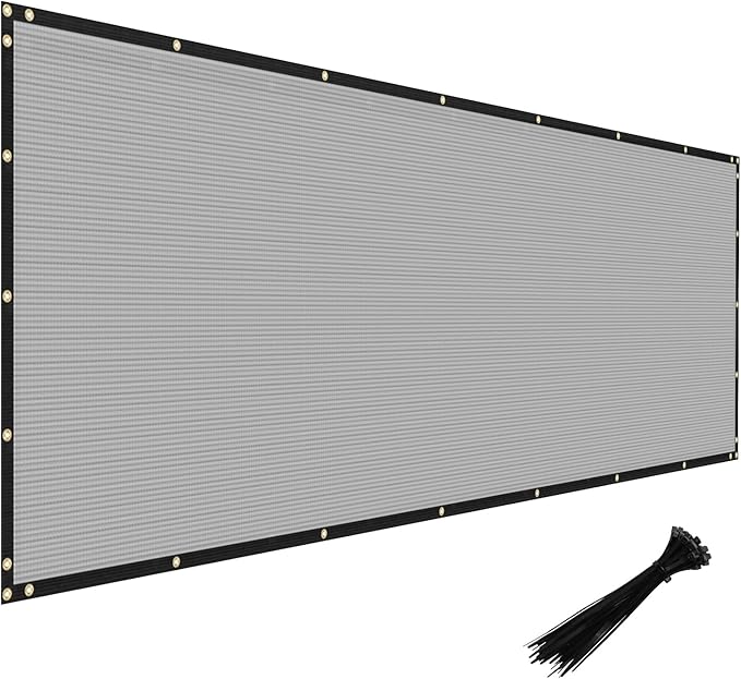 Windscreen4less Privacy Fence Screen Heavy Duty Windscreen Fencing Mesh Fabric Shade Net Cover with Brass Grommtes for Outdoor Wall Garden Yard Pool Deck, 8'x292' Light Gray
