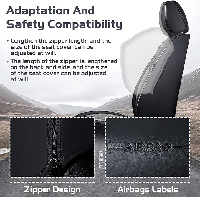 Truck Seat Covers for Chevy Silverado 1500 2007-2026, Waterproof Premium Leather Full Coverage Car Seat Cover, Muscle Sport Style Auto Interior Seat Cover Sets (Full Set/Black Gray)