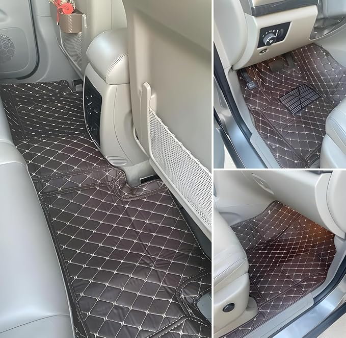 Customize Car Floor Mats for 99% Sedan SUV Sports Car All Weather Leather Full Coverage Waterproof Non-Slip Vehicle Lining Pads (All red Stitching)