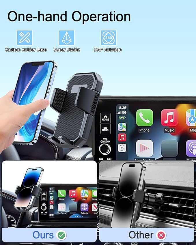 PZK Car Phone Mount for Honda Accord 2018-2022 Sport SE/EX/EX-L/Touring/LX Accessories 10th Gen Accord Only for 8-inch Screen 360° Rotation Auto Lock Phone Holder with Stroage Box Not Affect Vent