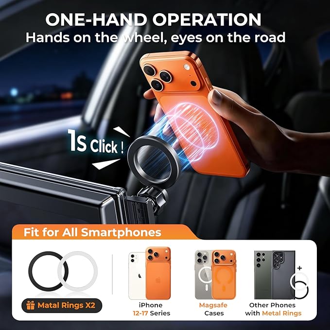 Car Phone Holder for Toyota Camry LE/SE 2026 2025 (Only for 8-Inch Screen) 360° Rotation Magnetic Cell Phone Mount, Compatible with Magsafe, Does Not Affect Air Vent