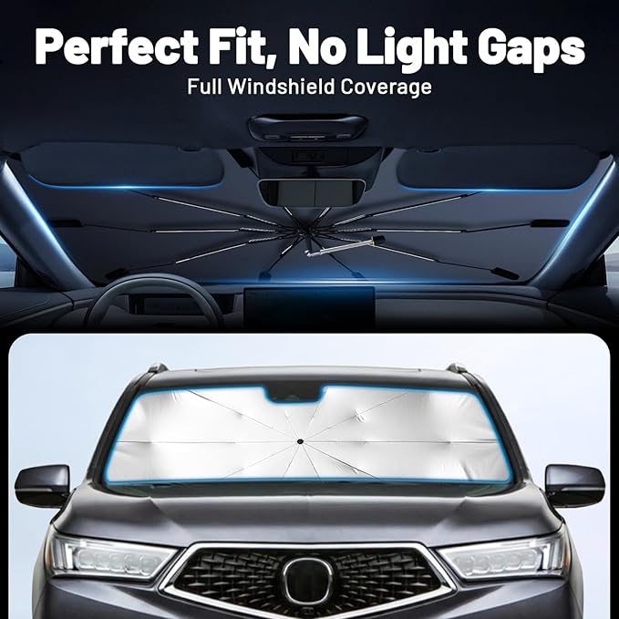 Car Windshield Sun Shade for Jeep Grand Cherokee 2011-2026 –[Reflective Coated Fabric] Sunshade Umbrella for Front Window, Car Shades Sun Visor Keep Car Cool and Protects Interior, 1:1 Exact Fit