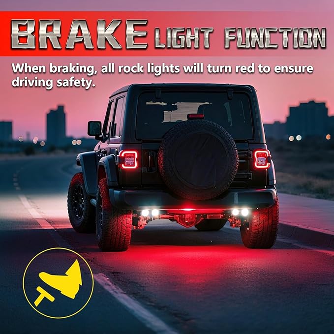 12 Pods Alloy RGBW LED Rock Lights for ATV UTV Golf Cart RZR RV Boat Semi Truck Offroad SUV Cars, Waterproof Multicolor Neon Underglow Chassis Lighting with APP/RF Remote Music Mode, Underbody Light
