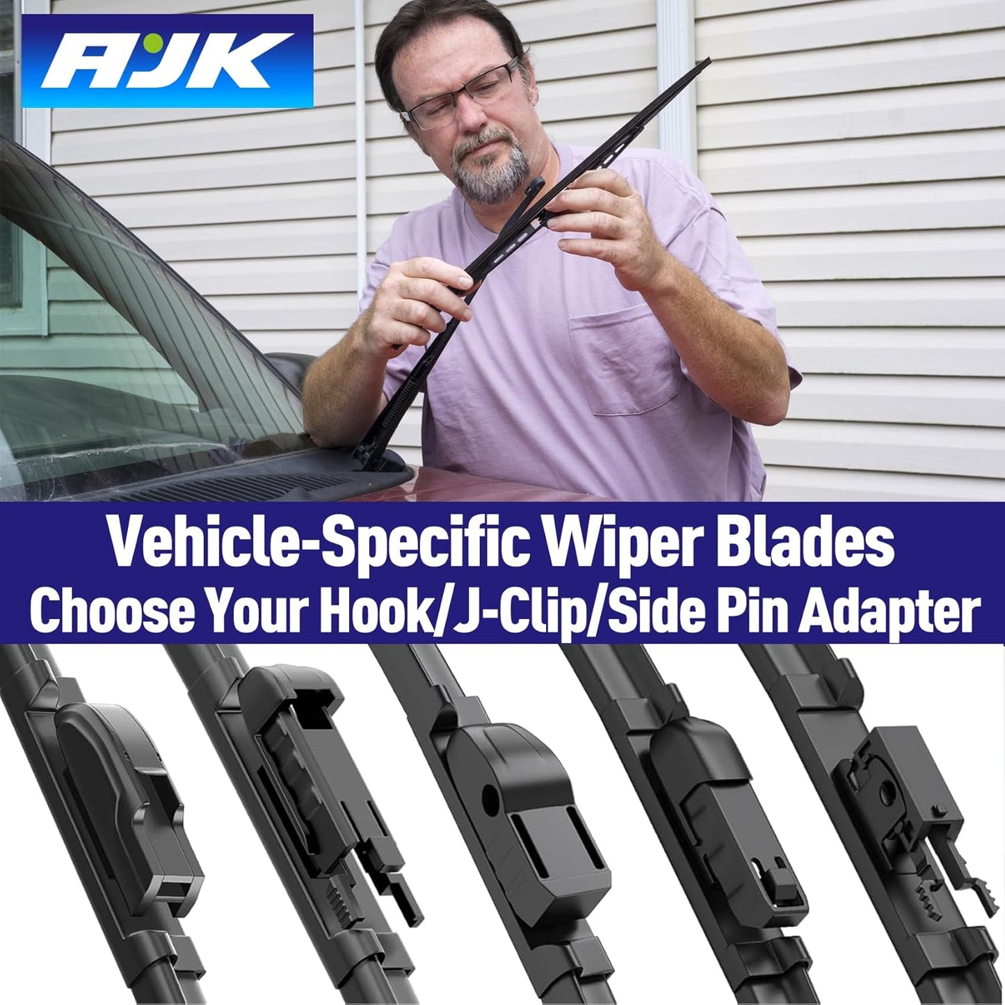 AJK Front Windshield Wiper for INFINITI QX55 2022 2023 2024 for INFINITI QX50 2019 2020 2021 2022 2023 2024, Original Equipment Back Window Wipers Blades, Conventional, Vehicle Specific Fit, Pack of 3