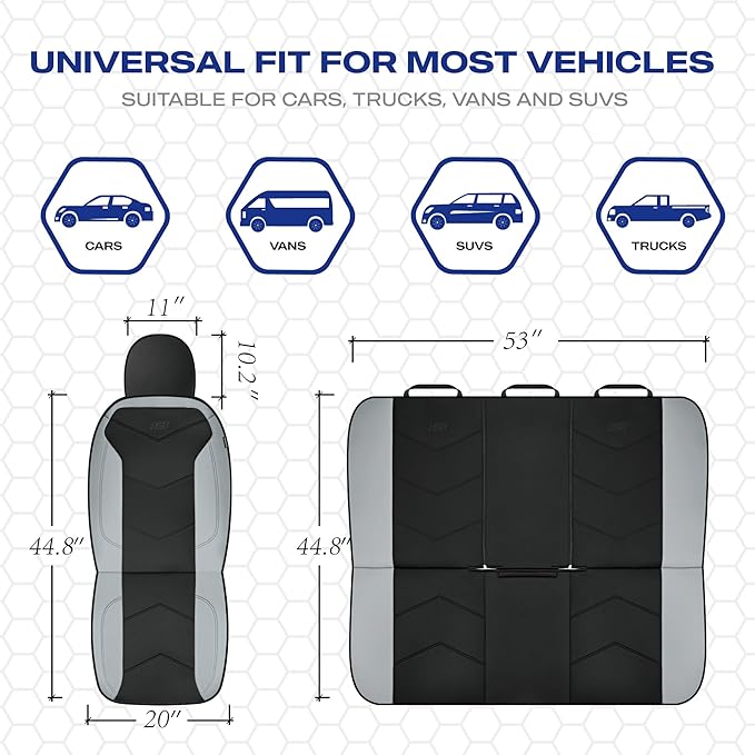 Skechers Memory Foam Seat Covers,Leather Car Seat Covers, Ultimate Comfort & Support Front Seat Covers Airbag Compatible, Automotive Universal Fit Most for SUVs, Vans, Sedans, Cars, Trucks,Gray