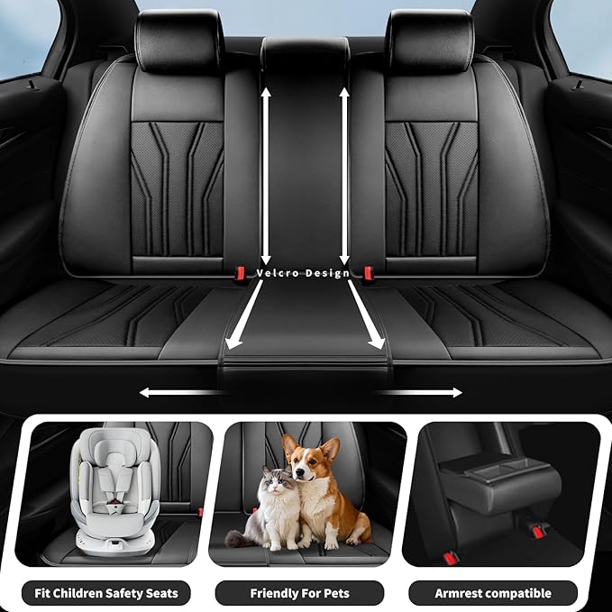 Fit Accord Car Seat Covers Premium Leather for Honda Accord 2012-2025 2026. Waterproof， Breathable, Scratch-Resistant & All-Weather Seat Cushion Protector（Front Seat,All Black