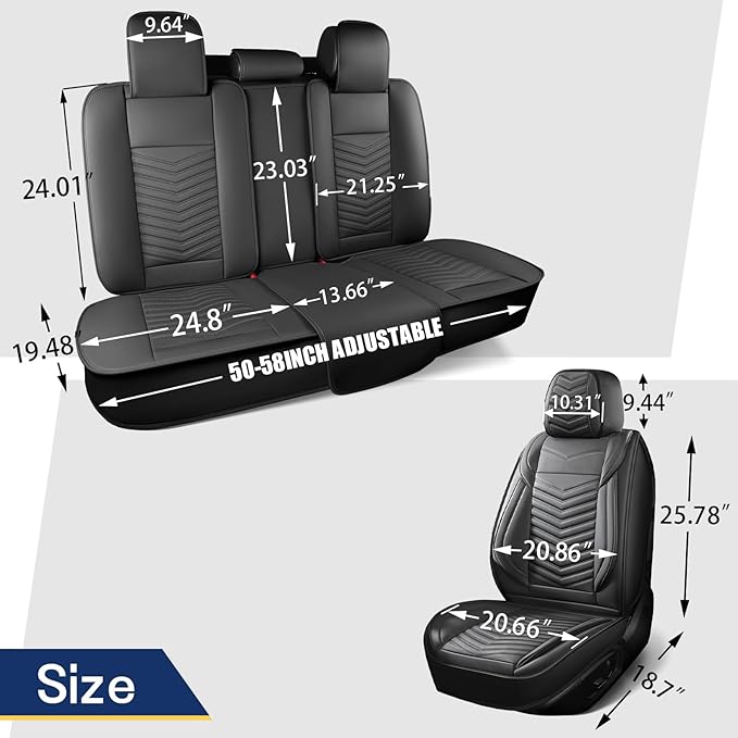 Nappa Leather Car Seat Covers Full Set, Beige Car seat Protector 5 Seats, Waterproof Car Seat Cushion, Universal Automotive Seat Covers Fit for SUV Truck Pick-up Sedan, Front and Rear