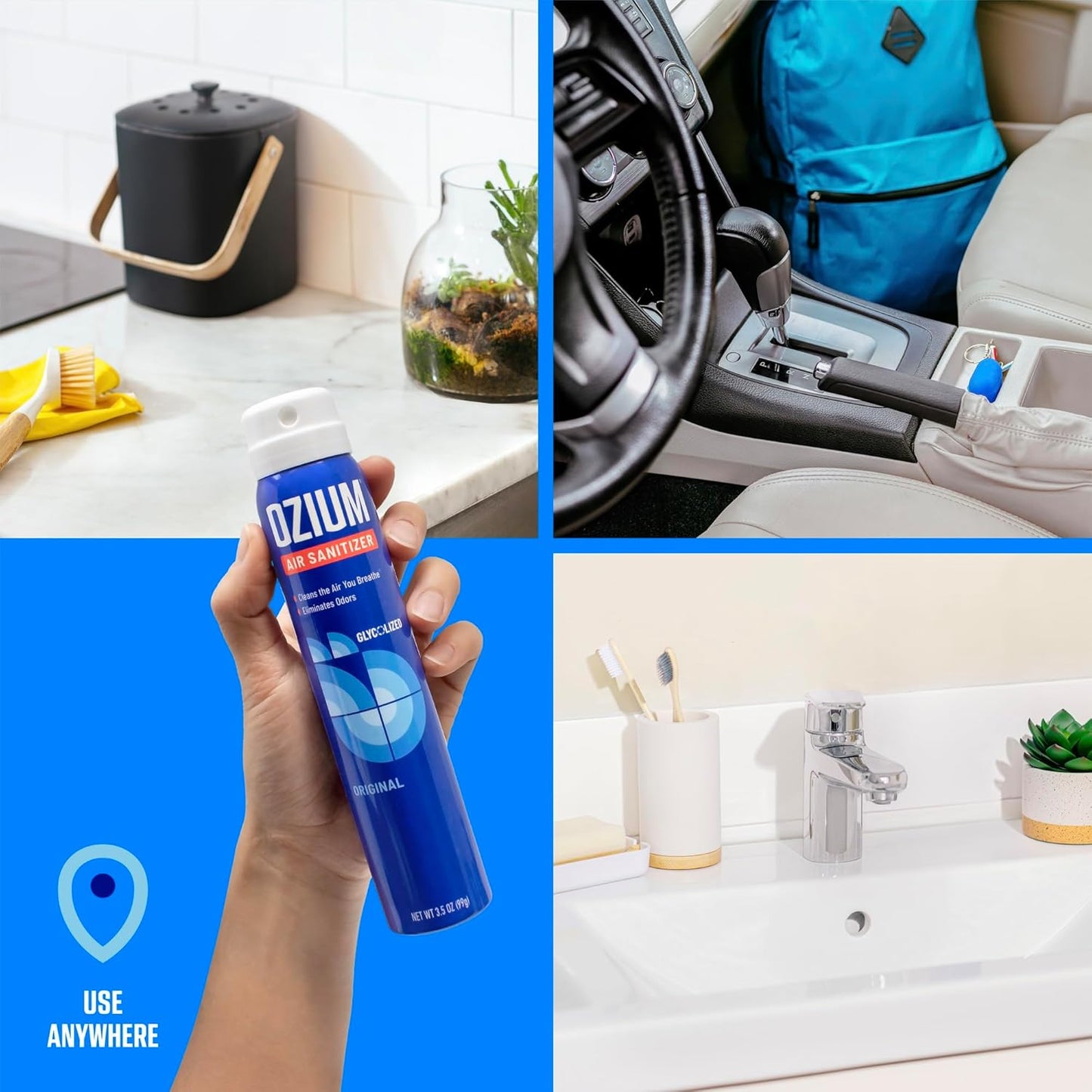 Ozium Air Sanitizer & Odor Eliminator for Homes, Cars, Offices and More, Country Fresh, 3.5 Ounce (Pack of 4)