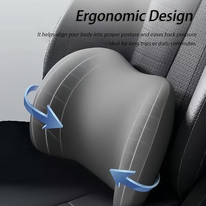 Car Lumbar Support Pillow and Car Neck Pillow Kit for Jaguar XJ 2000-2020 2021 2022 2023 2024 2025 2026, Car Seat Neck Back Rest Pillows, Ergonomic Car Seat Headrest & Lumbar Cushion