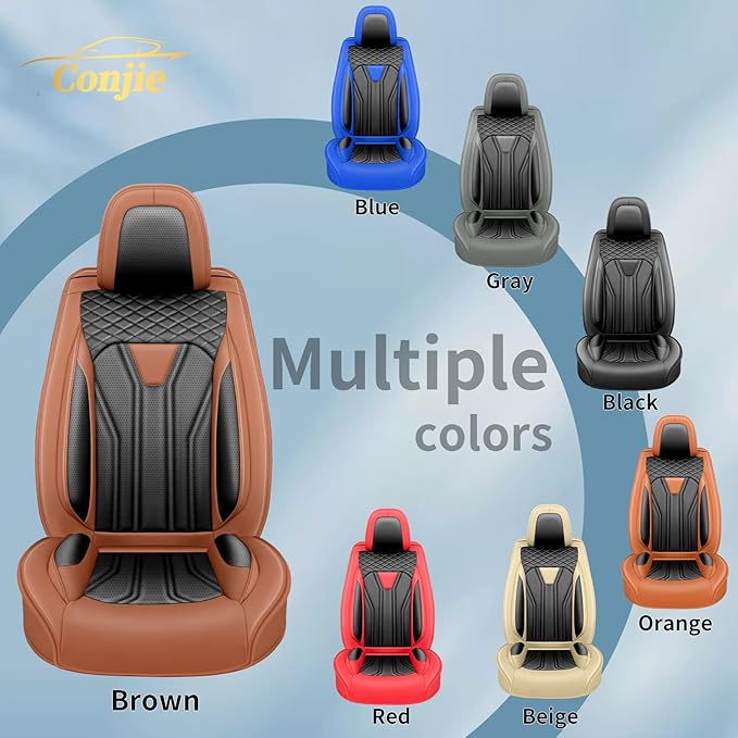 Fit Accord Car Seat Covers Premium Leather for Honda Accord 2012-2025 2026. Waterproof， Breathable, Scratch-Resistant & All-Weather Seat Cushion Protector（Full Set,Brown&Black