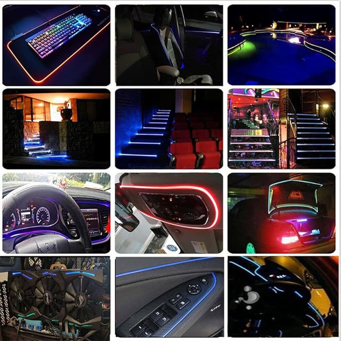 3m/9.8ft 5m/16ft Car Home LED Strip Ambient Light 2mm Plastic Optic Fiber Cable Skirt Tube Kit with 12V LED Light Source Illuminator (Pink,5m/16ft)