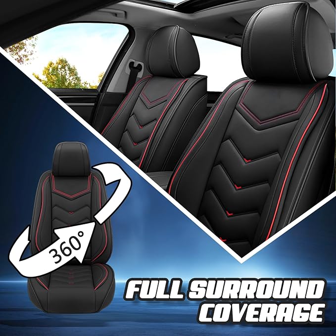 Car Seat Covers for Fiat 500 2012-2019, Premium Nappa Leather Car Seat Cover, Stylish Sport Seat Covers， Automobile Seat Cover Sets.(Standard 5 Seats/Black)