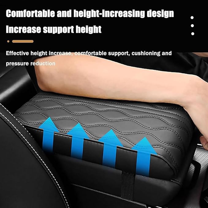 Leather Car Armrest Box Pad for Tesla Cybertruck 2023 2024, Memory Foam Car Center Console Cover Comfort Waterproof Arm Rest Cushion Pad Universal Accessories,F/Red