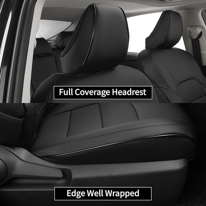 EKR Camry Car Seat Covers for Toyota Camry Hybrid LE,Hybrid SE 2018 2019 2020 2021 2022 2023 2024,Leather Car Seat Cover Full Set for Trucks SUV-Faux Leather(Black)
