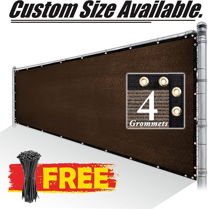 Royal Shade Custom Size 5' x 37' Brown Fence Privacy Screen Windscreen Cover Netting Mesh Fabric Cloth - Cable Zip Ties Included (We Make Custom Size)