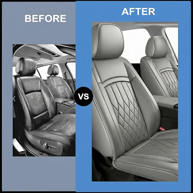 Fit Ioniq Car Seat Covers for Hyundai Ioniq 2017-2026 - Premium Leather, Waterproof, All-Weather, Airbag Compatible, Breathable, Easy Install,Only 2 Front seat Covers,Gray