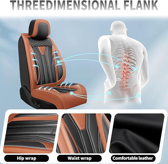 Fit Accord Car Seat Covers Premium Leather for Honda Accord 2012-2025 2026. Waterproof， Breathable, Scratch-Resistant & All-Weather Seat Cushion Protector（Full Set,Brown&Black