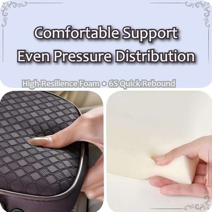 2026 Enhanced Car Center Console Armrest Cushion with USB& Type-C Charging, PU Leather Console Pad with Cup Holders, Storage& Tissue Outlet for Most Vehicles (Flat Version, Light Beige)