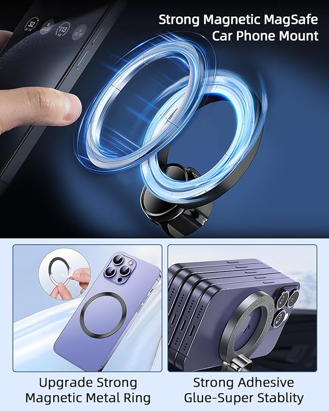 PZK Car Phone Holder for Toyota Tacoma 2016 2017 2018-2022 2023 Accessories Custom Air Vent Compatible with Magsafe Car Phone Mount Hands Free 360° Rotation Cell Phone Automobile Cradles