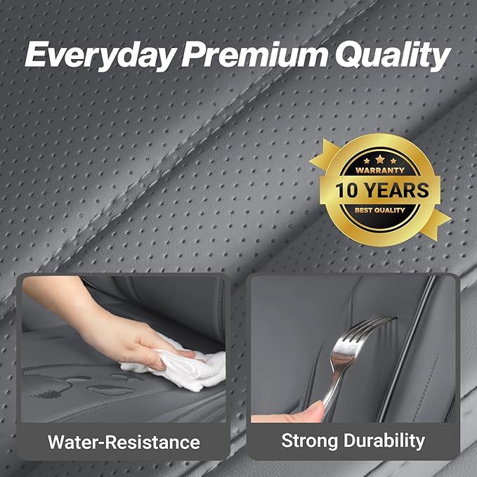 Coverland Custom Fit Car Seat Covers for Car Compatible with [2004-2008 Toyota Solara Convertible] Premium Water Resistant Leather Non-Slip Interior Protector [Full Set Dark Gray - Size Chart X80]