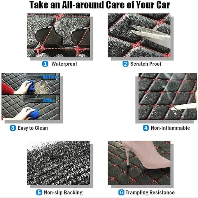 TREGOO All Weather Car Mats Custom Fit Non Slip Floor Mats for 1998-2025 Cars Personalized Leather Protection Pads Suitable for Men Women (Edge Purple with Black Horizontal Stripe)