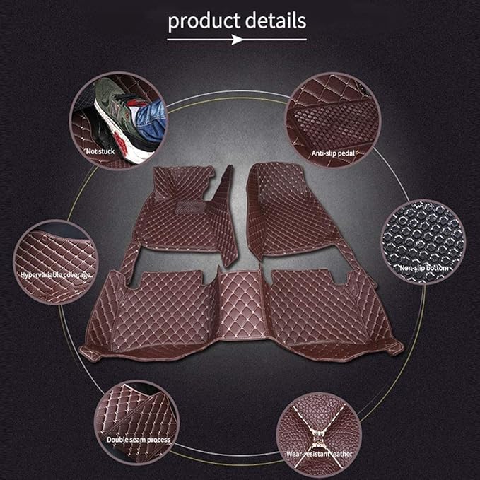 Custom Car Floor Mats for 96% Sedan SUV Sports Car Protection Full Coverage Pads Anti-Slip Leather Floor Lining All Weather Car Floor Mats (Black with Pink)