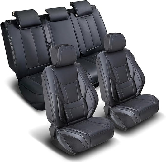 Coverland Custom Fit Car Seat Covers for Car Compatible with [2010-2016 Mercedes-Benz E-Class Sedan, Wagon] Premium Waterproof Non-Slip Interior Seat Protector [Full Set Black - Size Chart X67]