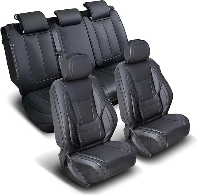 Coverland Custom Fit Car Seat Covers for Car Compatible with [Mazda3, Versa, Corolla, Corolla iM, Jetta] Premium Waterproof Non-Slip Interior Seat Protector [Full Set Black - Size Chart X60]