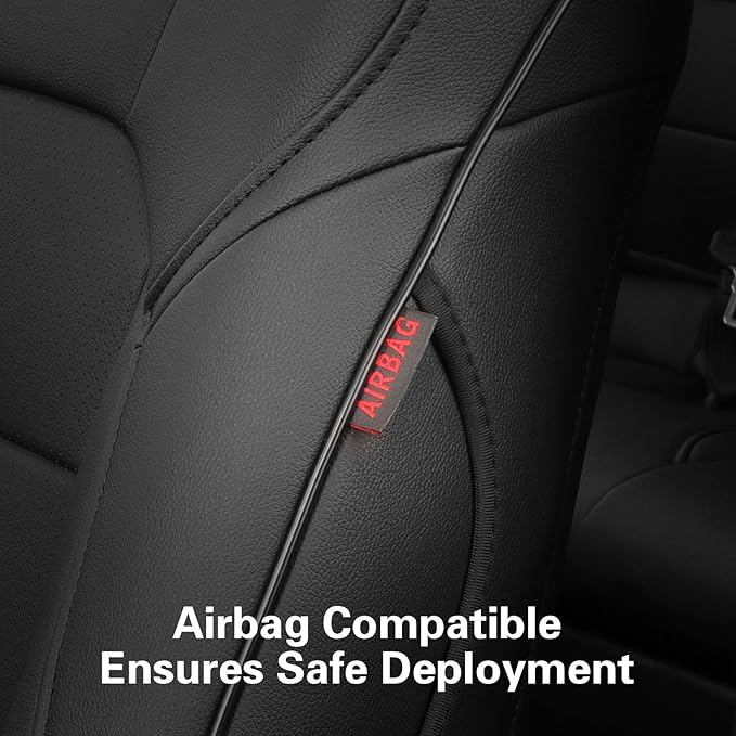 EKR Camry Car Seat Covers for Toyota Camry Hybrid LE,Hybrid SE 2018 2019 2020 2021 2022 2023 2024,Leather Car Seat Cover Full Set for Trucks SUV-Faux Leather(Black)