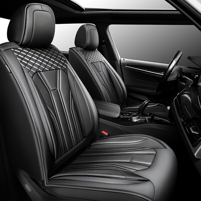 Fit Tucson Car Seat Covers Premium Leather for Hyundai Tucson 2010-2025 2026. Waterproof， Breathable, Scratch-Resistant & All-Weather Seat Cushion Protector(Front Seat, All Black)