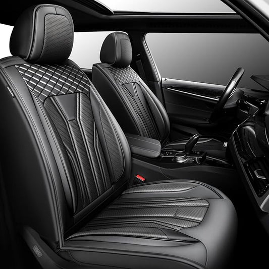 Fit Tucson Car Seat Covers Premium Leather for Hyundai Tucson 2010-2025 2026. Waterproof， Breathable, Scratch-Resistant & All-Weather Seat Cushion Protector(Front Seat, All Black)