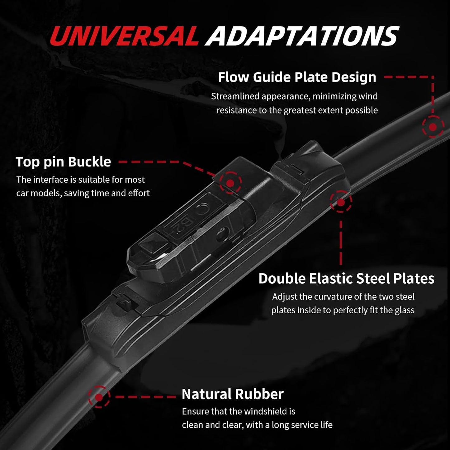 OTUAYAUTO Premium Windshield Wiper Blades - Replacement for Volkswagen VW Atlas 2018-2024-Precision Fit, All-Weather Performance, Front and Rear Wiper Blades, Top Lock - 26"+22"+11" (Pack of 3)