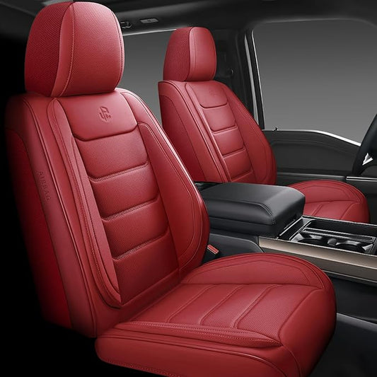Full Coverage Faux Leather Car Seat Covers Full Set,Automotive Seat Covers for Cars,SUVs Pick-up Truck, Car Seat Cushion, Wine Red Seat Covers,Front Seat Cover,Car Seat Protector