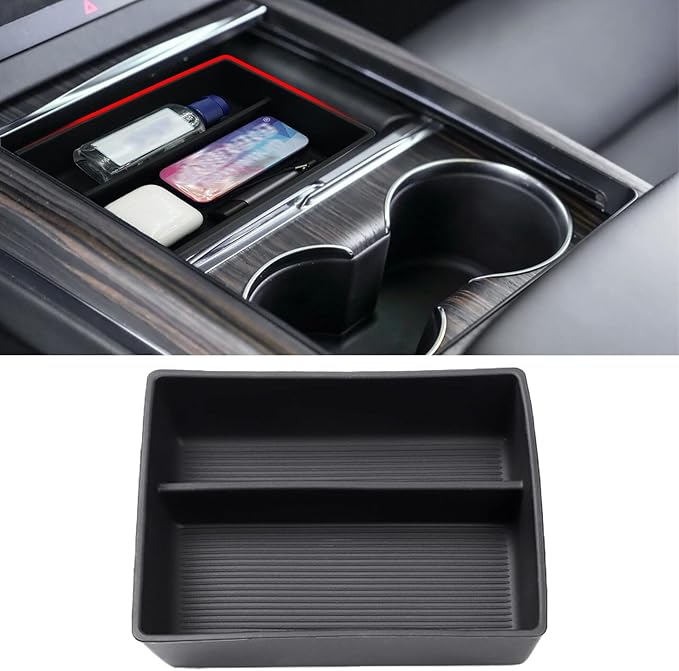 Jaronx Compatible with Tesla Model S/X Console Organizer 2021-2026, Refresh Center Console Storage for Model X/S Plaid/Long Range, Silicone Organizers Tray for Tesla X/S Accessories