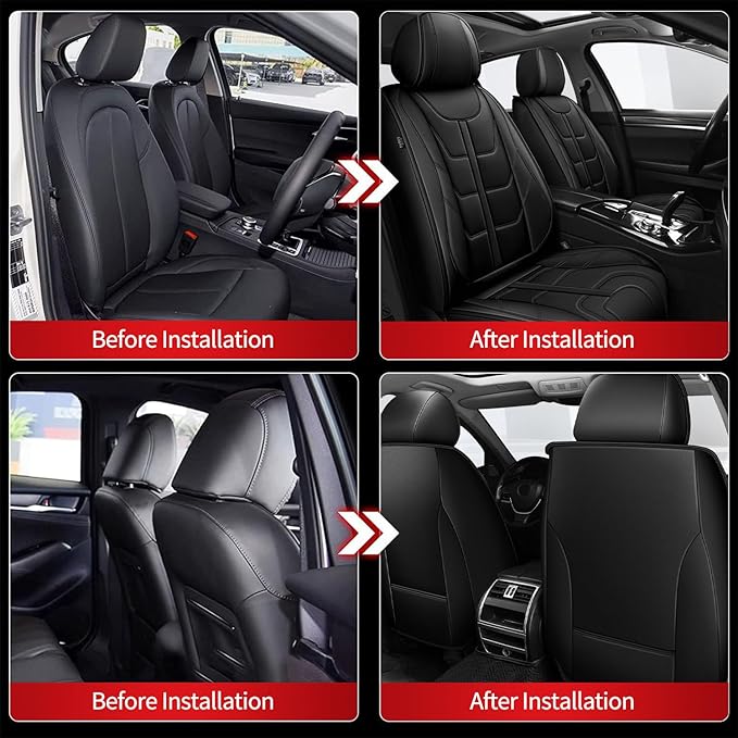 TTX LIGHTING Car Seat Covers fit for Hyundai Santa Cruz 2022-2026 Front Seat: Premium Leather Automotive Seat Cover with Airbag Compatible Waterproof (2 Seats, Black)