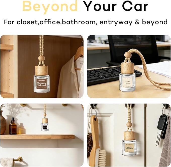 C Classy Hanging Car Air Freshener 2 Pack, 24.K Ma.gicl Essential Oil Diffuser, Long-Lasting Fragrance, Cute Glass Bottle Car Accessories for Women & Men, Made in USA