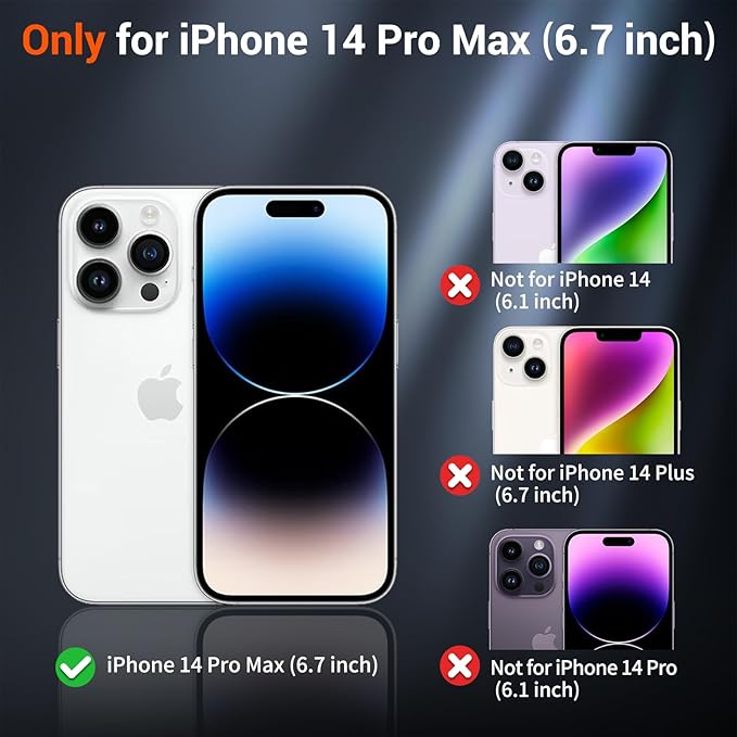 SUPFINE Magnetic for iPhone 14 Pro Max Case with Screen Protector (Compatible with MagSafe) (Military Grade Drop Protection) Translucent Matte Shockproof Phone Cover,Dark Blue