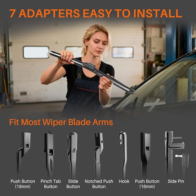 DOG TAIL Water Repellent Silicone Wiper Blades 26" 16" Set with Multiple Adapters and 2 Refills, Automotive Replacement Front Windshield Wiper Blades for My Car with Water Repellency Formula DropClear