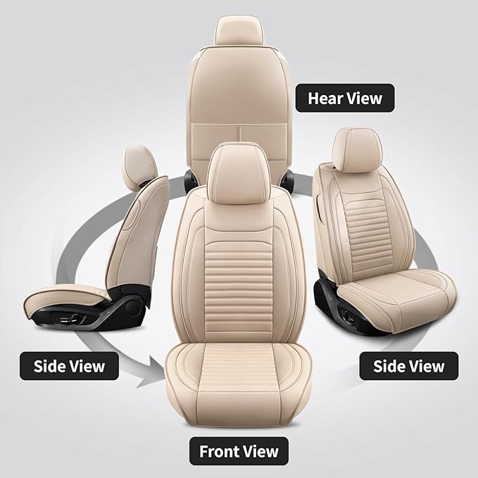 Front Seat Covers Fit for Toyota RAV4 2001-2026, Car Seat Covers Front Seats, Breathable Faux Leather Automotive Seat Covers Front Pair Anti-Slip Seat Cover(Beige, Front)