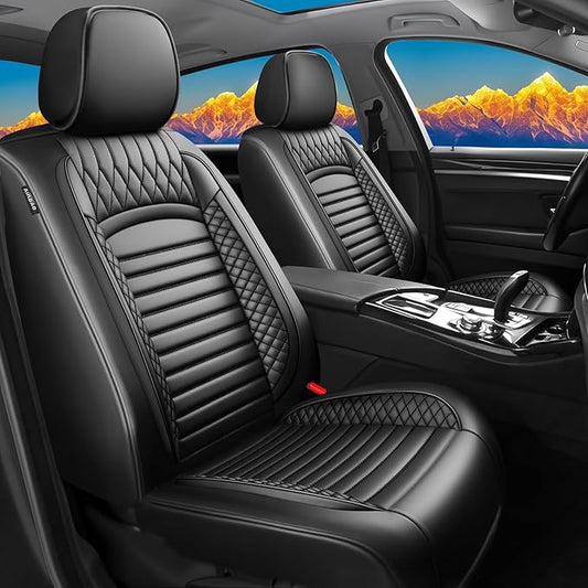 Fit Santa Cruz Car Seat Covers for Hyundai Santa Cruz 2022-2025 2026-Upgraded Premium Waterproof & Breathable Leather, Airbag Compatible, All-Weather Seat Cushion Protector (2 Front/Black)
