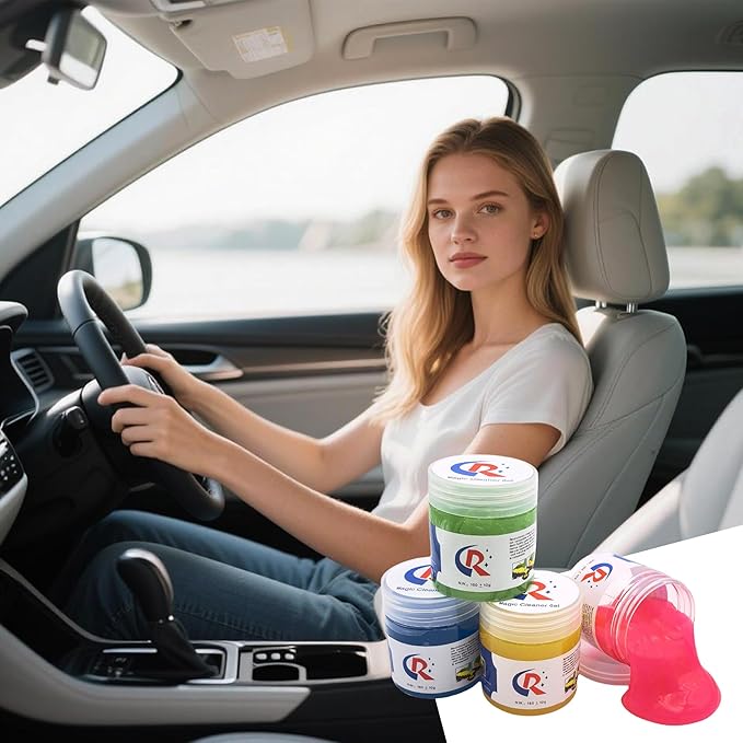 3-Pack Car Cleaning Gels Car Interior Cleaner Putty Slime Auto Detailing Tools Universal Dust Removal Cleaning Kit for Car Accessories Vents 3C Office Scented Lemon Stocking Stuffers Gifts