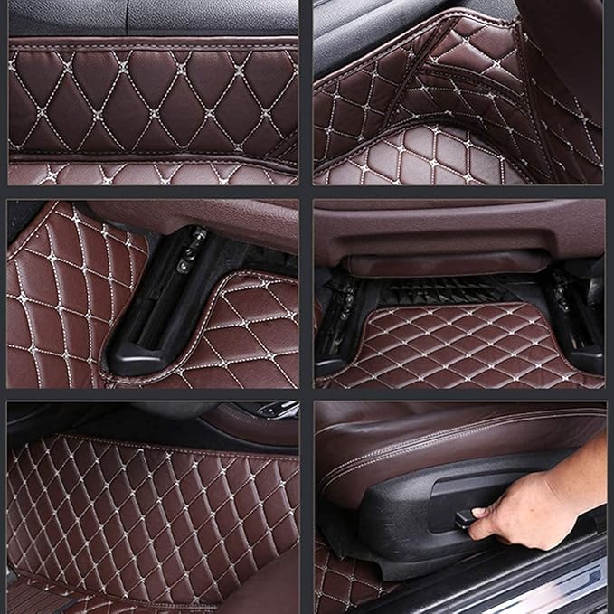 Custom Floor Mats for Cars fit 95% Sedan SUV Sports Car Full Coverage All Weather Men Women Pads Protection Non-Slip Leather Floor Liners (Black Horizontal Stripes)