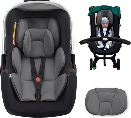 Thickened Carseat Head Support for Infant, Infant Car Seat Insert with Extra Headrest for Preemie to Newborn, Adjustable Baby Car Seat Cushion with Filled Natural Spong