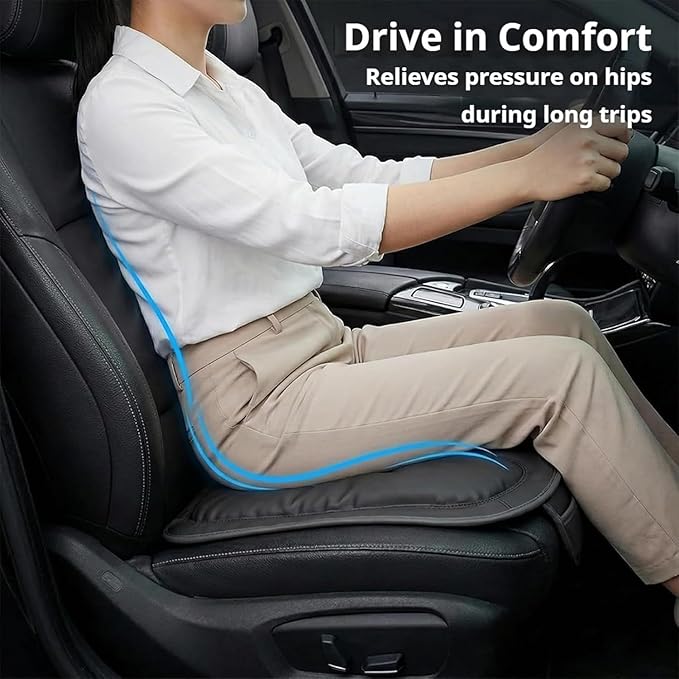 Skin-Friendly & Dirt-Repellent Leather Seat Cushions, 2026 Car Seat Cushion for Driving, 1.57" Thick Comfort Seat Protector, Universal Non-Slip Memory Foam Pad for Car (Orange, Backrest Cushion)