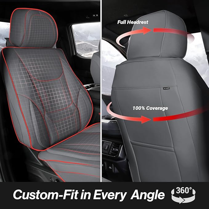Coverland Custom Fit Car Seat Covers for Car Compatible with [1996-2008 Acura TL] Premium Leather Non-Slip Memory Foam Waterproof Seat Cover Interior Protector [Full Set Dark Gray- Size Chart X64]