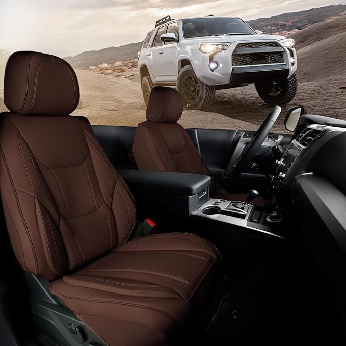 Coverland Custom Fit Car Seat Covers for SUV Compatible with [Range Rover Sport, GX470, LX470, RX300, RX330, RX350] Premium Waterproof Non-Slip Interior Seat Protector [Front Dark Brown - Chart A32]
