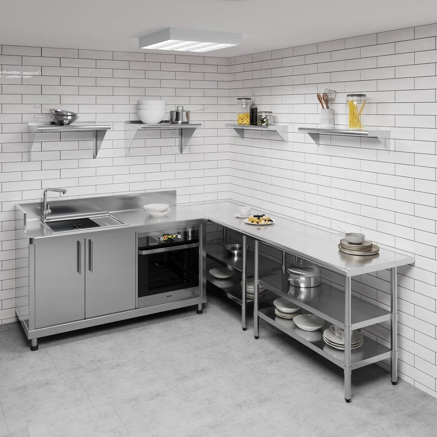 AmGood 30" Long X 10" Deep Stainless Steel Wall Shelf | NSF Certified | Appliance & Equipment Metal Shelving | Kitchen, Restaurant, Garage, Laundry, Utility Room